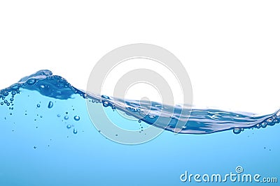 Water surface movement. white background. Movement. Close-up view. Stock Photo