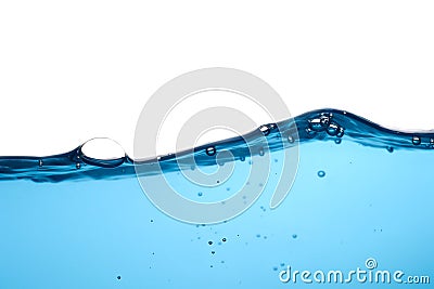 Water surface movement. white background. Movement. Close-up view. Stock Photo