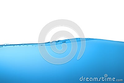 Water surface movement. white background. Movement. Close-up view. Stock Photo