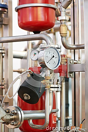 Water system Boiler room equipments Stock Photo