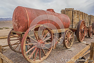 Water tank car at Harmony Borax in Death Valley Stock Photo