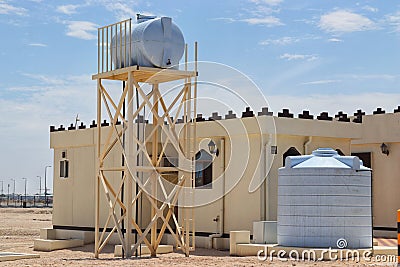 water tanks on matel stand Stock Photo