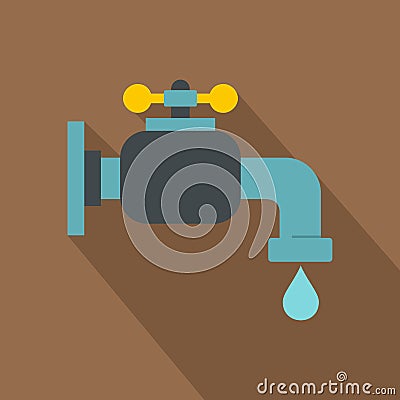 Water tap icon, flat style Vector Illustration