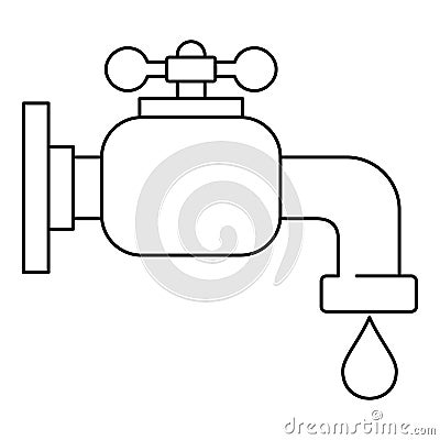 Water tap icon, outline style Vector Illustration