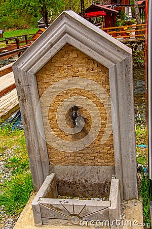 The water tap outside in the village of Uzungol 22 april 2018 Stock Photo