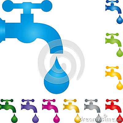 Water tap and water drop, plumber logo Stock Photo