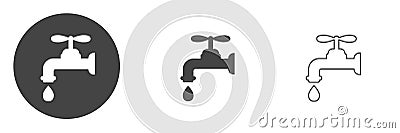 Water tap with water isolated on white background. Plumbing, hand washing and washing symbol Vector Illustration