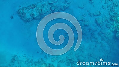 Water texture in ocean with corals. Blue sea water texture aerial drone view. Blue lagoon water surface Stock Photo