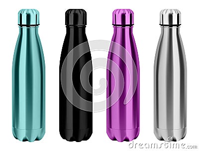 Water thermo bottle. Reusable steel metal flask Vector Illustration