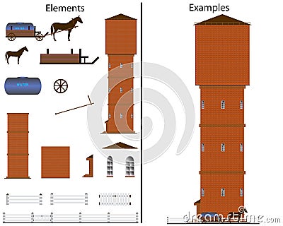 Water tower. Vector Illustration