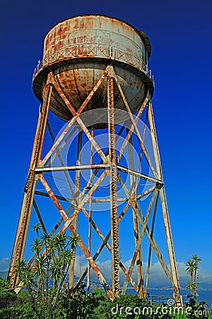 Water Tower of Alcatraz Island Stock Photo