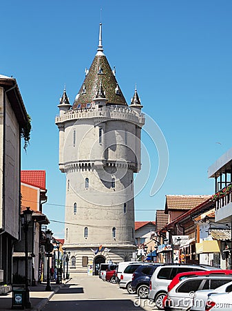 Water tower in the city center of Drobeta Turnu Severin, Romania Editorial Stock Photo