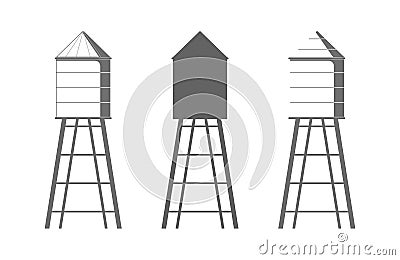 Water tower icon. Drinking water storage tank. Vector Illustration