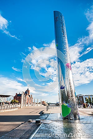 Water Tower on Roald Dahl Pass in Cardiff Bay Editorial Stock Photo