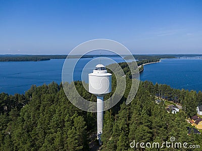 Water tower and viewing platform in the Punkaharju Nature Reserve in Finland Stock Photo