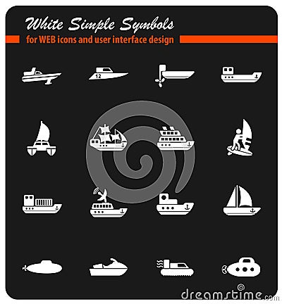 Water transport icon set Vector Illustration