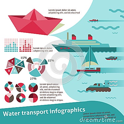 Water transport infographics Vector Illustration