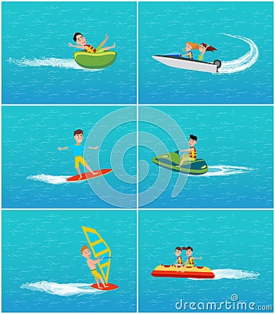 Water Transportation and Fun of People Vector Vector Illustration