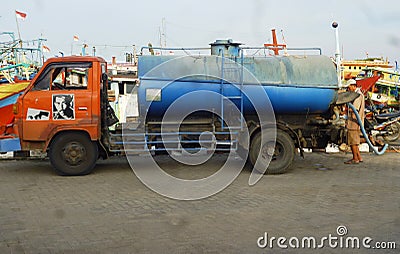 Water transporting lorry car Editorial Stock Photo
