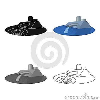 Water treatment plant icon in cartoon style on white background. Water filtration system symbol stock vector Vector Illustration