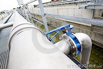 Water treatment plant piping system Stock Photo