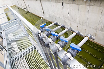 Water treatment plant piping system Stock Photo