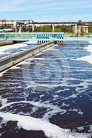 Water treatment tank with wastewater Stock Photo