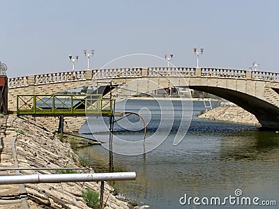 Water uptake on a canal on a base in Iraq Stock Photo