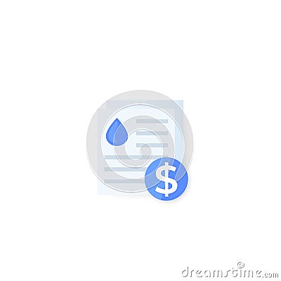 Water utility bills, vector icon Vector Illustration