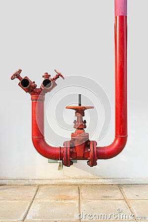 Water valve fire and fire hose Stock Photo