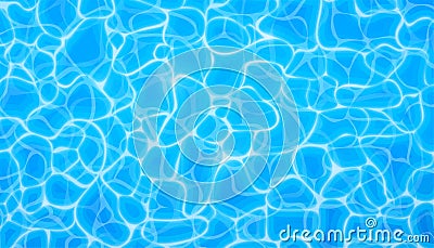 Water vector background, ripple and flow with waves. Summer blue swiming pool pattern. Sea, ocean surface. Top view Vector Illustration
