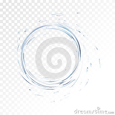 Water vector splash isolated on transparent background. blue realistic aqua circle with drops. top view. 3d illustration Vector Illustration