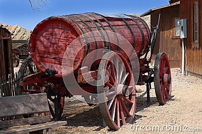 Water wagon in Calico a historic silver mining town in California Stock Photo