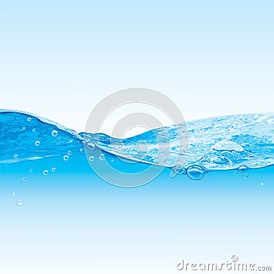 Water Wave Background With Bubbles Vector Illustration