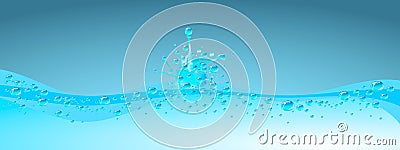 Water wave background with splash. Blue color background. Vector Illustration