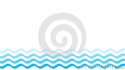 Water wave blue line stroke isolated on white background, water wave blue smooth simple, art line water wave for banner design Vector Illustration