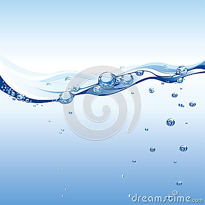 Water Wave With Bubbles Vector Illustration