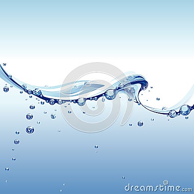 Water Wave With Bubbles Vector Illustration