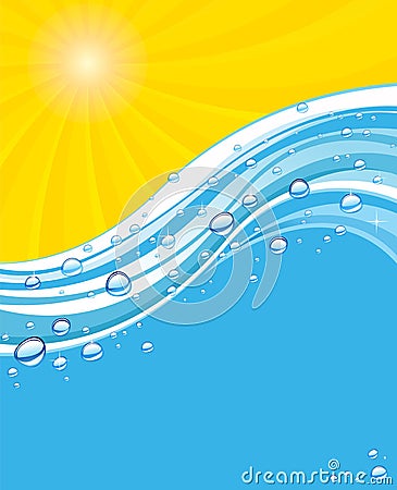 Water wave with bubbles, abstract vector backgroung illustration Vector Illustration