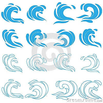 Water wave icon vector set. Aqua illustration sign collection. beach symbol. Vector Illustration
