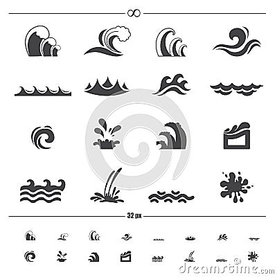 Water wave icons vector Vector Illustration