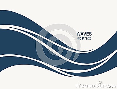 Water Wave Logo abstract design. Cosmetics Surf Sport Logotype c Vector Illustration