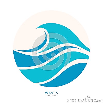 Water Wave Logo abstract design. Cosmetics Surf Sport Vector Illustration