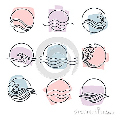 water, wave, splash beach logo symbol vector templates, emblems, signs logo and icons vector Vector Illustration
