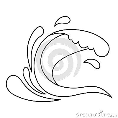 Water wave splash icon, outline style Vector Illustration