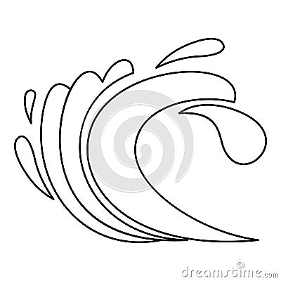 Water wave splash icon, outline style Vector Illustration