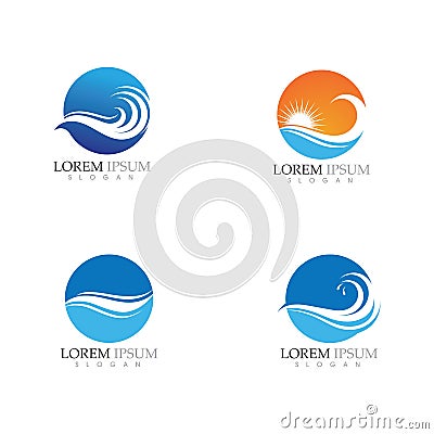 Water Wave symbol and icon Logo Template Vector Illustration