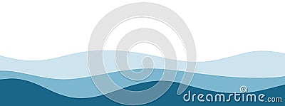 Water waves blue flow background vector image simple graphic illustration, abstract fluid wavy river pattern shape backdrop, ocean Vector Illustration