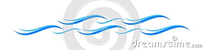 Water waves blue symbol, water ripples light blue, ocean sea surface symbol, aqua flowing graphic Vector Illustration