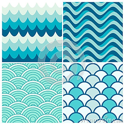 Water waves retro patterns Stock Photo